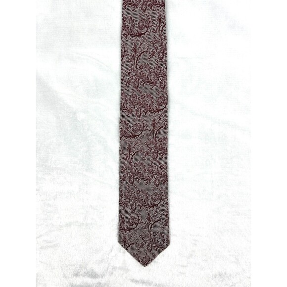 Ermenegildo Zegna Burgundy Floral Jacquard Neck Tie 60” x 3.5” - Picture 2 of 5